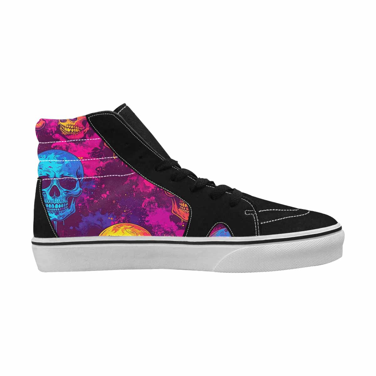 MEN'S Tie Dye Skulls Print High Top Canvas Surreal Shoes