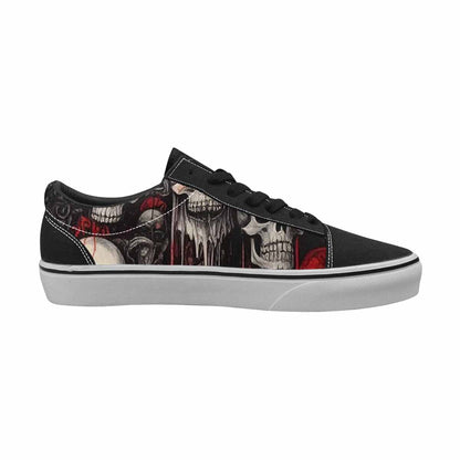 WOMEN'S Skulls Black & Red Ink Canvas Personalized Vibrant Chaos Custom Streetwear Shoes
