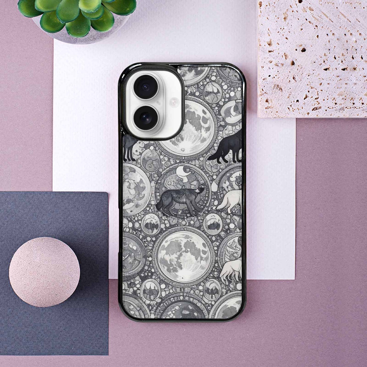 iPhone 16 Case — Wolves Everywhere Collage Overlap Small Wolf, Custom Phone Case