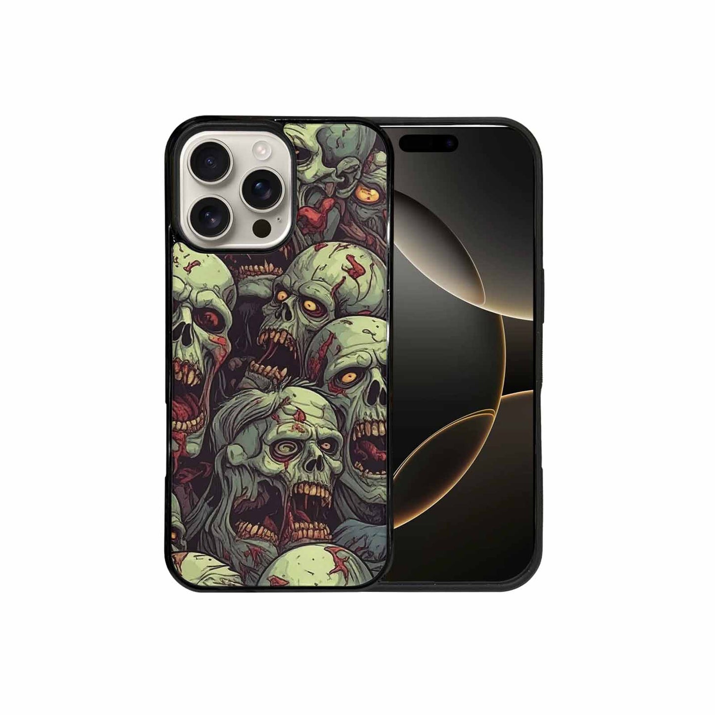 iPhone 16 Pro Max Case — Zombie Head Pattern Hundreds Of Small, Custom Print Case Cover