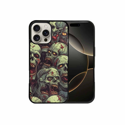 iPhone 16 Pro Max Case — Zombie Head Pattern Hundreds Of Small, Custom Print Case Cover
