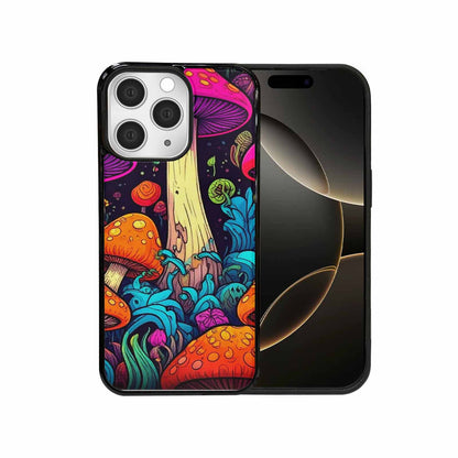 iPhone 15 Pro Max Case — Psychedelic Mushroom Cartoon Pattern, Custom Made Phone Cover