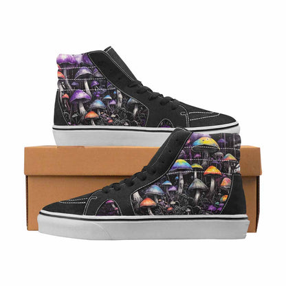 WOMEN'S Mushrooms Black & Purple Ink High Top Canvas Custom Fashion Melting Art All Over Print Shoes