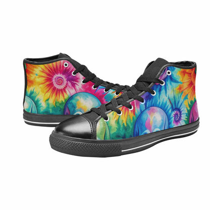 WOMEN'S Tie Dye Skulls Print High Top Canvas Dreamcore Sneakers