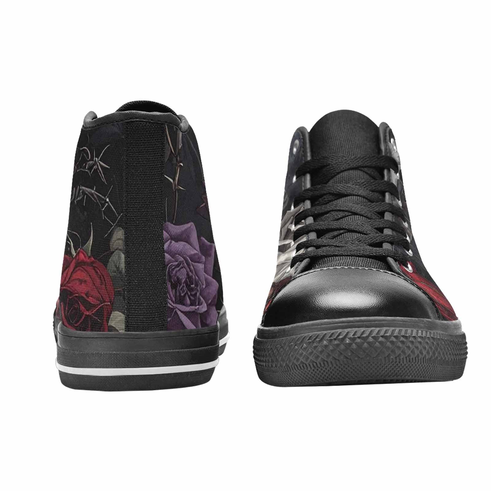 MEN'S Black Gothic Rose High Top Canvas Neon Fantasy Custom Shoes
