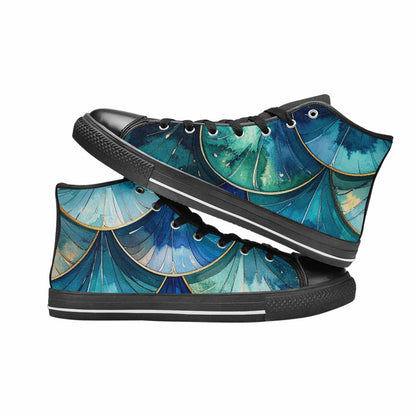 WOMEN'S Mermaid Scale High Top Canvas Grunge Sneakers