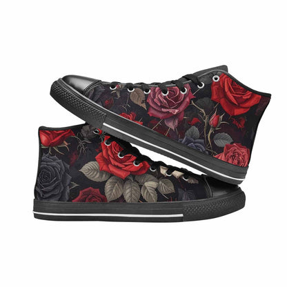 MEN'S Black Gothic Rose High Top Canvas Dreamcore Custom Shoes