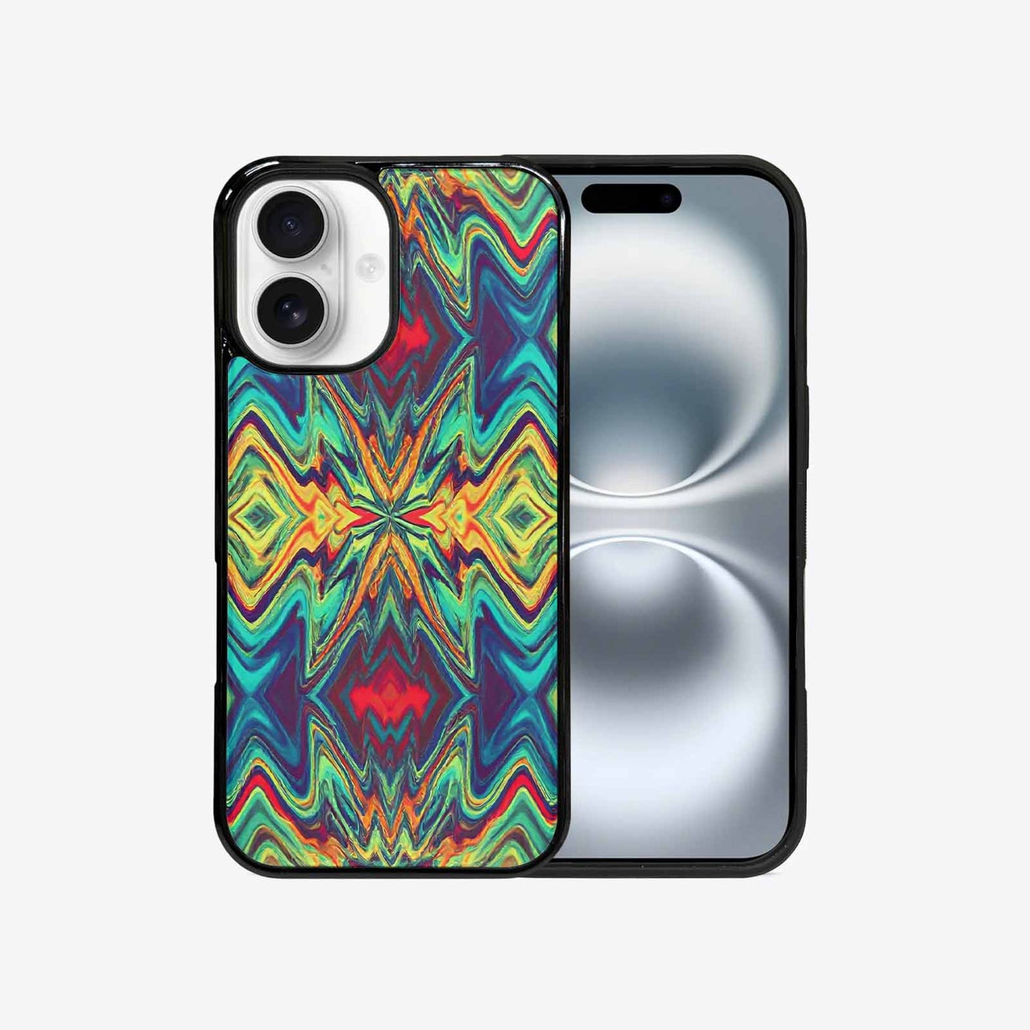 iPhone 16 Case — Holographic Tribal Blaze, Custom Printed Phone Case