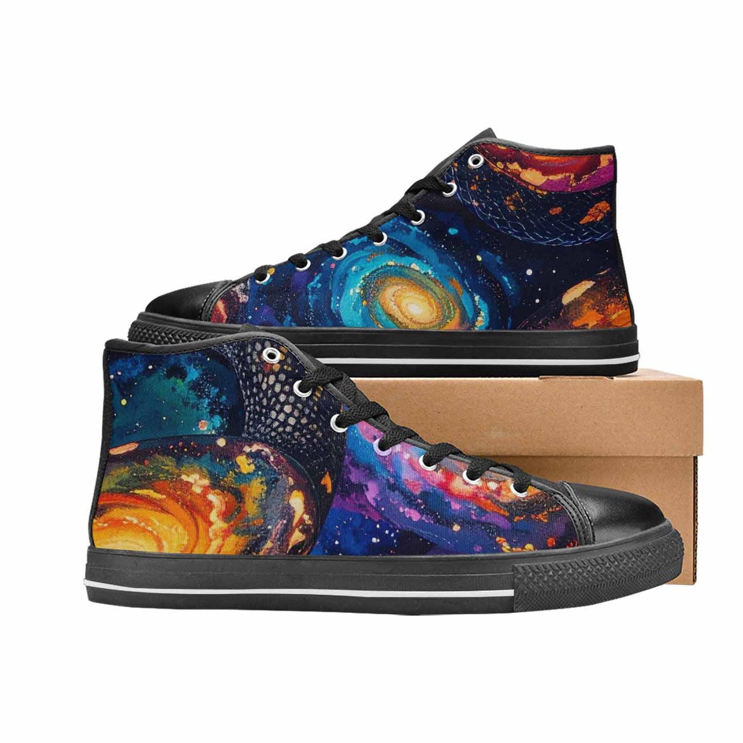 MEN'S Galaxy Snake Print High Top Canvas Wallpaper Art Sneakers