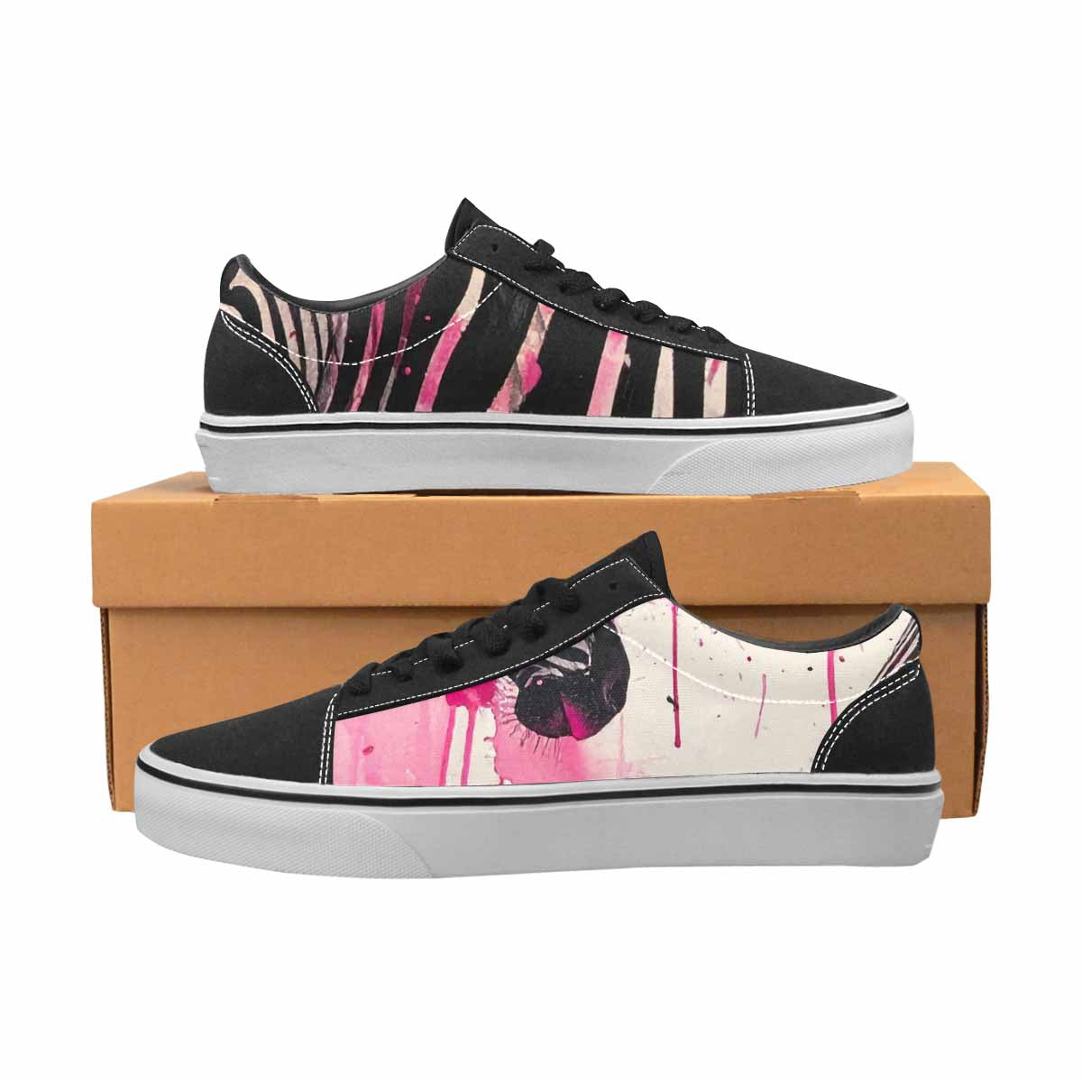 WOMEN'S Zebra Stripe Burst Lace-Up Canvas Y2K Custom Shoes