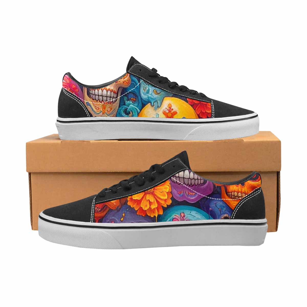 WOMEN'S Sugar Skulls Melting Sugar Lace-Up Canvas Dreamlike Shoes