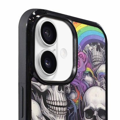 iPhone 17 Case — Black &amp; Purple Ink Gothic Skulls, Customized Protective Case