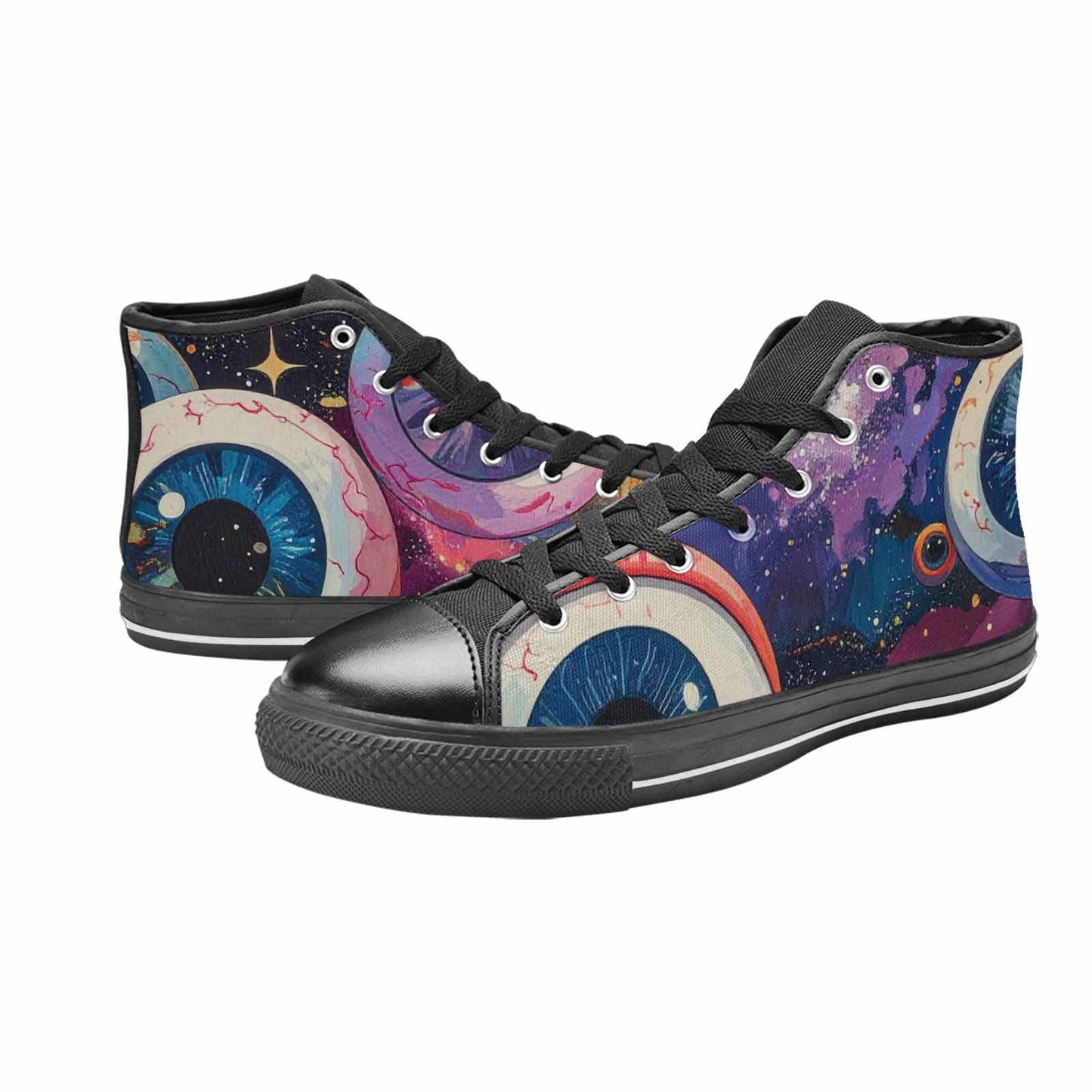 MEN'S Cartoon Eyeballs Galaxy High Top Canvas Dreamcore Custom Shoes