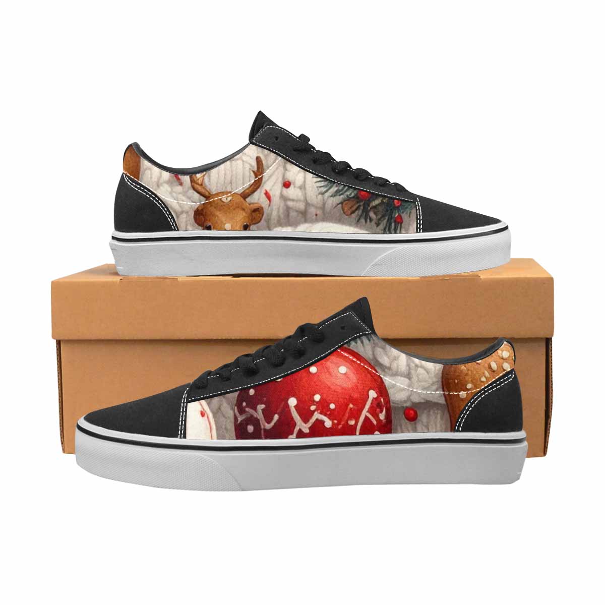 MEN'S Christmas Holly Snowflake Canvas Lace-Up Surreal Sneakers
