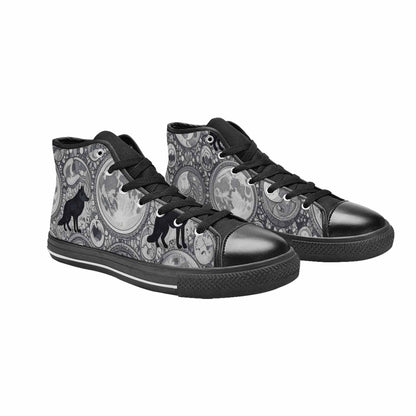 WOMEN'S Wolves Everywhere Collage High Top Canvas Dark Academia Custom Sneakers