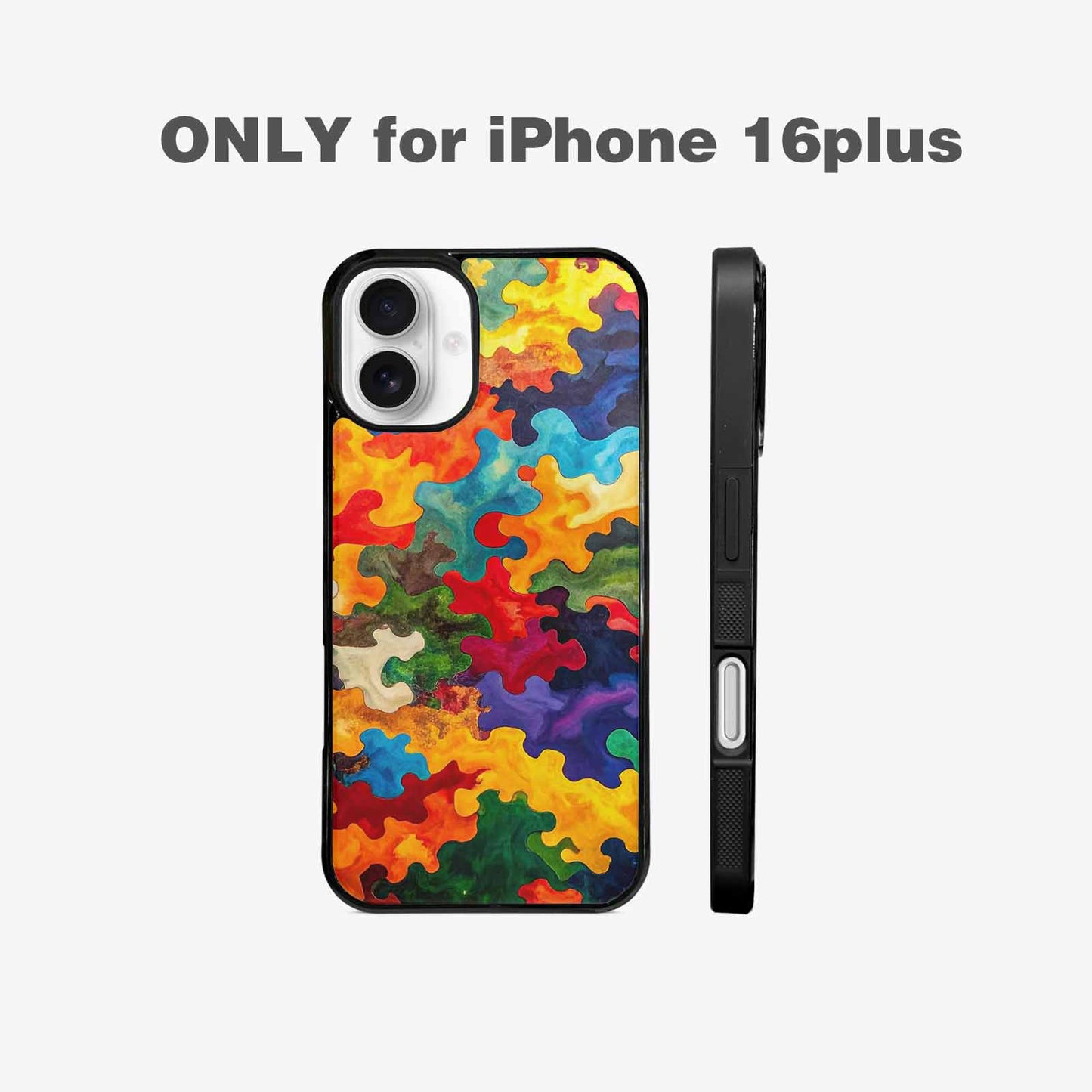 iPhone 16 Plus Case — Camo Patches Full Color Vibrant Camo, Customized Protective Case