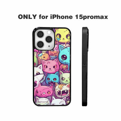 iPhone 15 Pro Max Case — Pastel Gore Cat Character Pattern Hundreds, Customized Protective Case