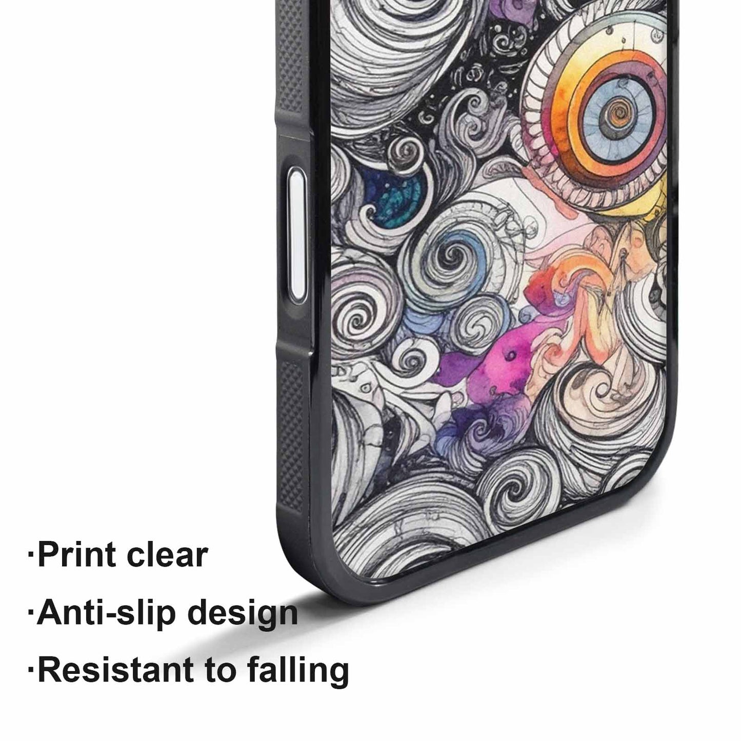 iPhone 17 Pro Case — Tie Dye Swirls Black White Tie, Custom Art Phone Cover