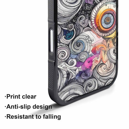 iPhone 17 Pro Case — Tie Dye Swirls Black White Tie, Custom Art Phone Cover