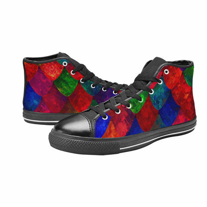 MEN'S Dark Snake Print High Top Canvas Aesthetic Shoes