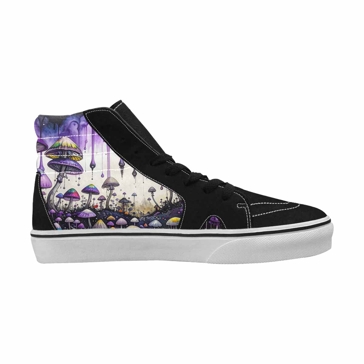 MEN'S Rainbow Drip Mushrooms High Top Canvas Kaleidoscope Sneakers