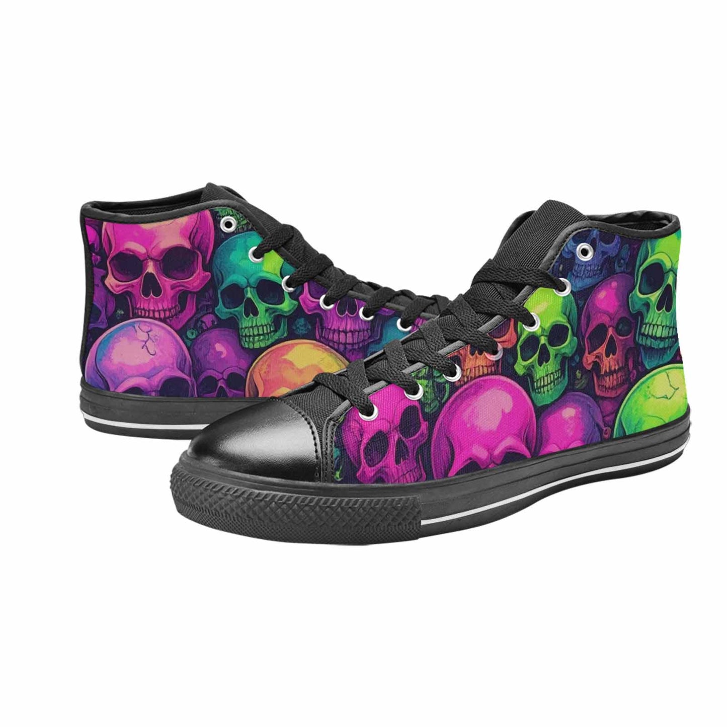 MEN'S Skulls - Neon High Top Canvas Dreamcore Custom Sneakers
