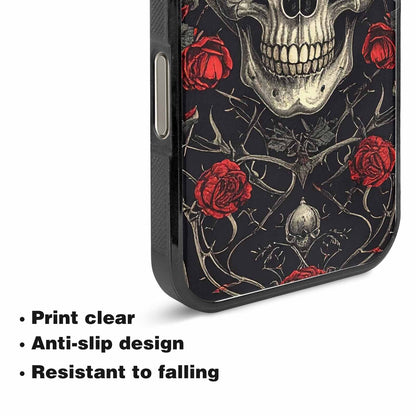 iPhone 15 Pro Max Case — Gothic Skulls Roses Custom, Custom Phone Case