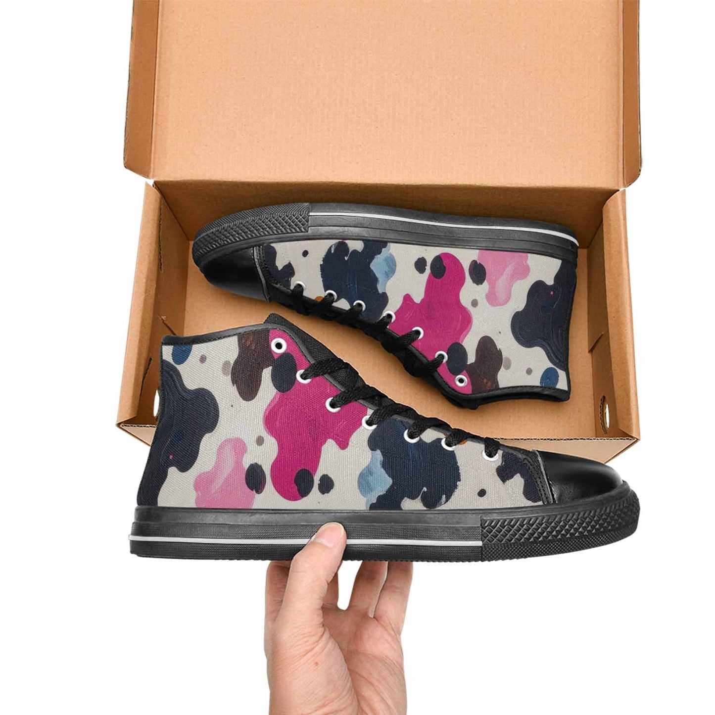 MEN'S Cow Animal Print High Top Canvas Dreamcore Sneakers