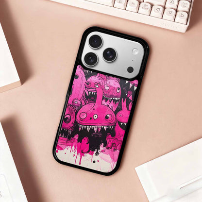 iPhone 17 Pro Case — Black Pink Ink Monsters General Cartoon, Custom Made Phone Cover