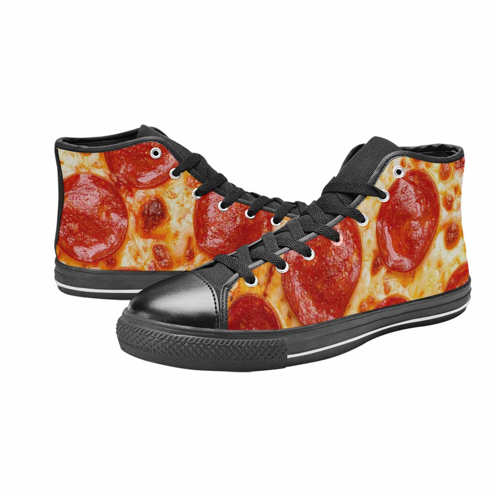 WOMEN'S Pepperoni Pizza Print High Top Canvas Surreal Shoes