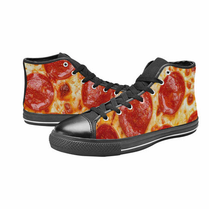 WOMEN'S Pepperoni Pizza Print High Top Canvas Surreal Shoes