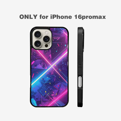 iPhone 16 Pro Max Case — Neon Grid Confetti, Custom Designed Case Cover