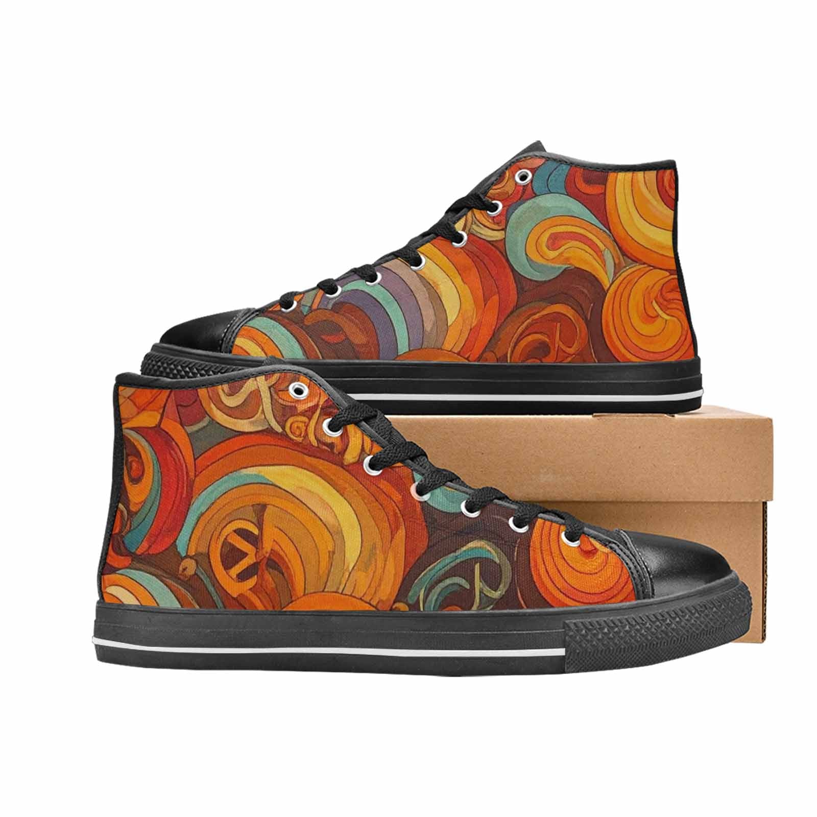 WOMEN'S Groovy 70S Peace High Top Canvas Vivid Custom Sneakers