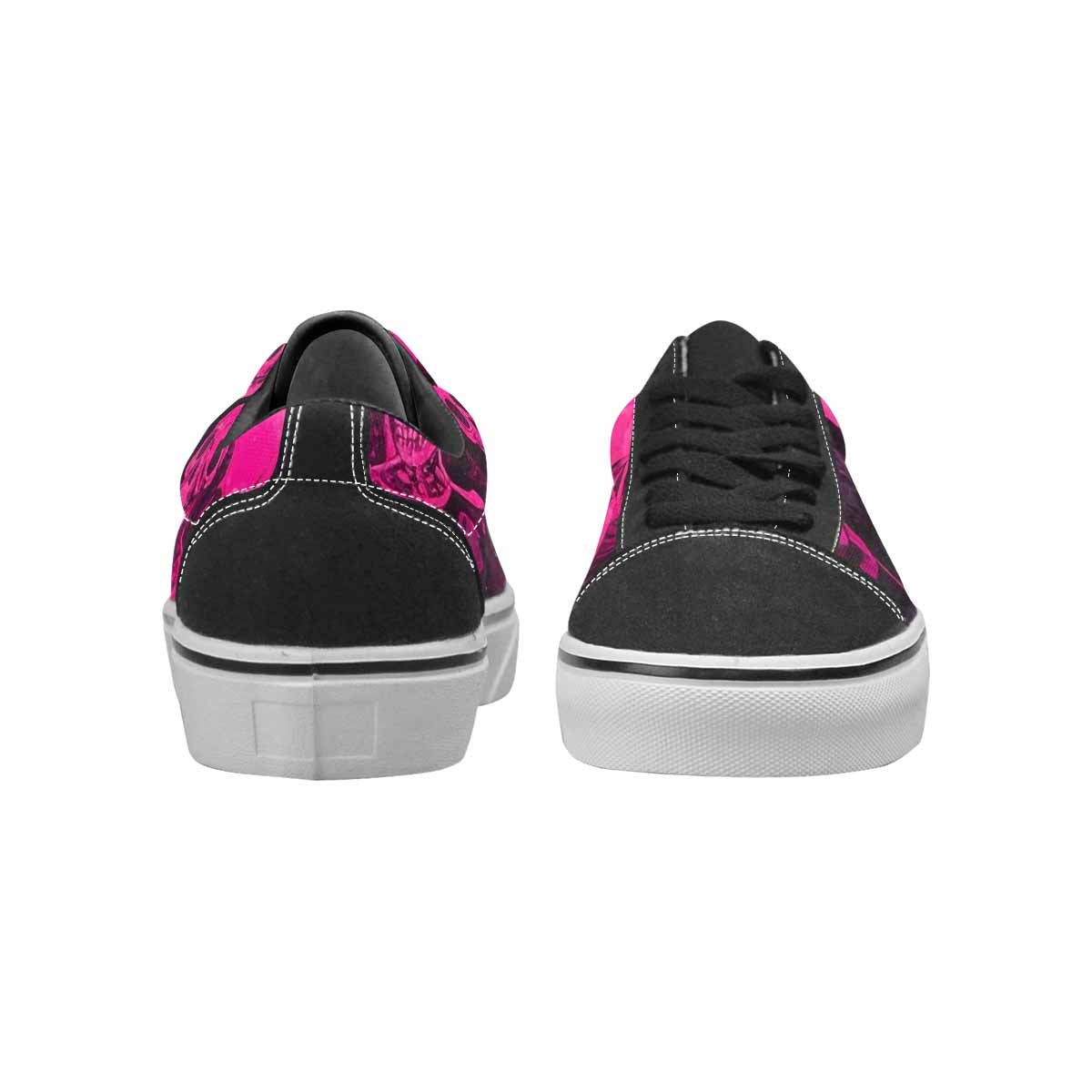 WOMEN'S Skeletons  Neon Pink Lace-Up Canvas Surreal Custom Shoes