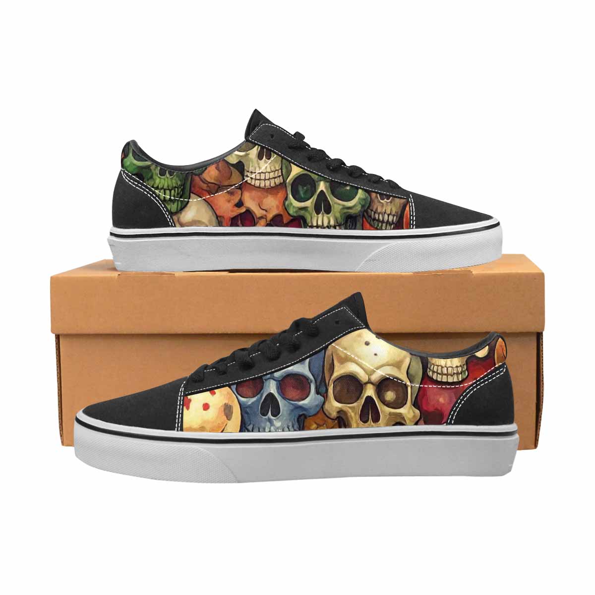 WOMEN'S Skulls Lace-Up Canvas Cottagecore Custom Sneakers