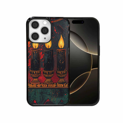 iPhone 15 Pro Max Case — Kwanzaa Kinara Pattern Seamless Repeat African, Custom Phone Case