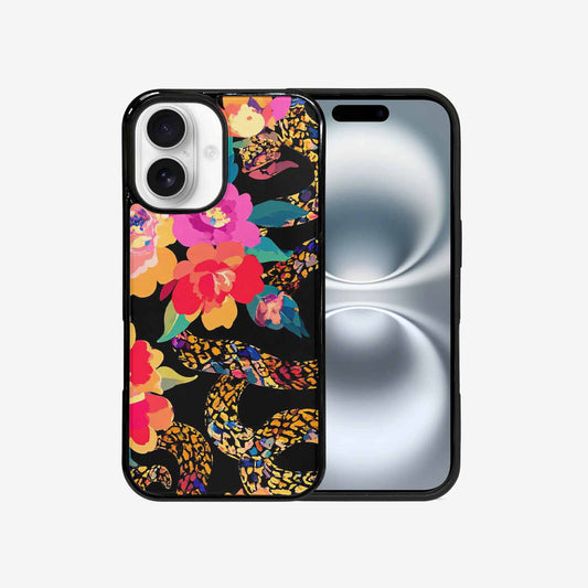 iPhone 16 Case — Floral Snake Print, Custom Printed Phone Case