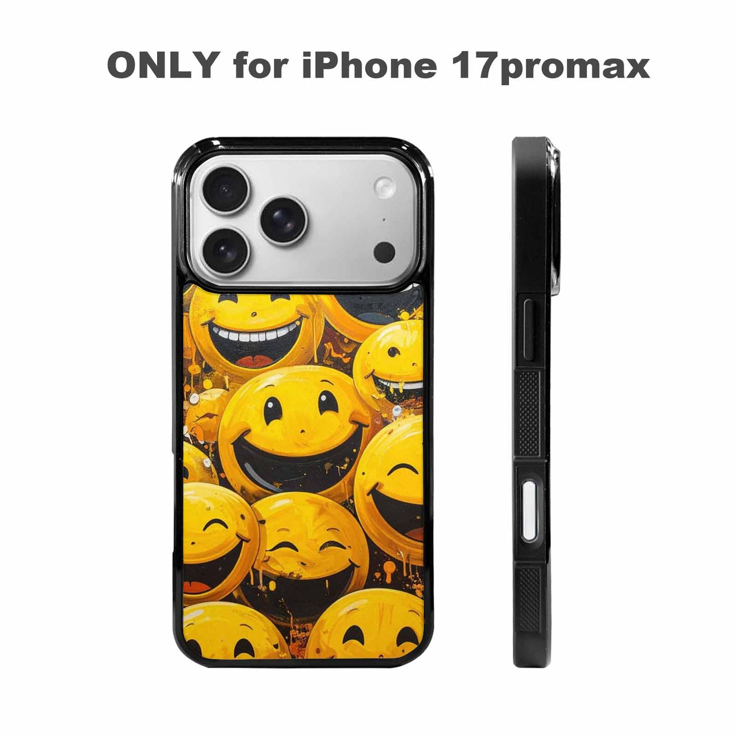 iPhone 17 Pro Max Case — Melting Moon Smiley Yellow Original Art, Custom Printed Phone Case