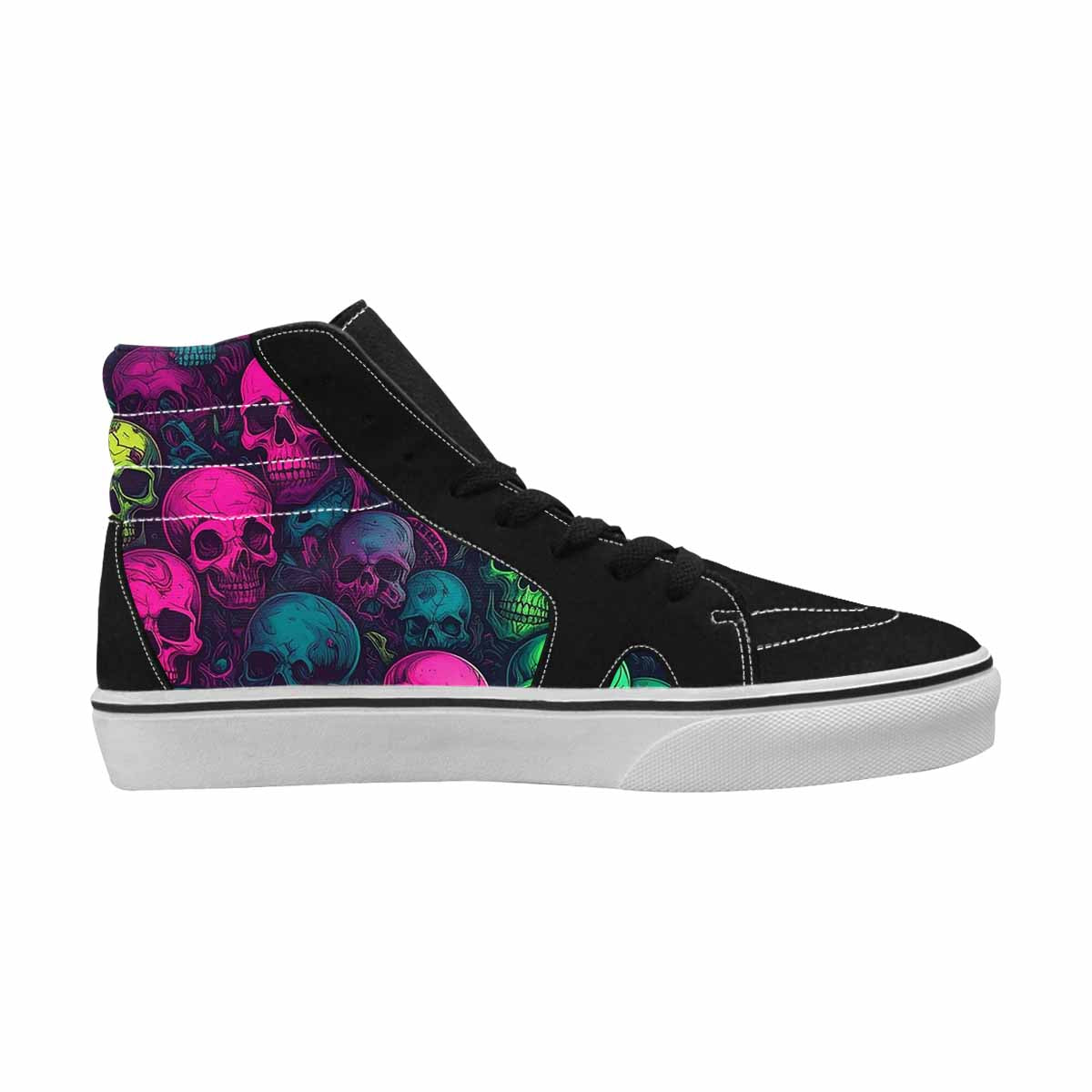 WOMEN'S Skulls - Neon High Top Canvas Cottagecore Custom Sneakers