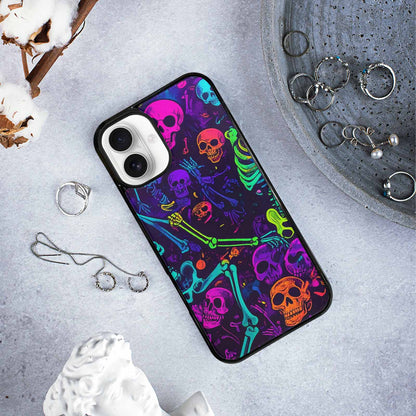 iPhone 16 Plus Case — Glowing Skeleton Pattern Hundreds Of Small, Original Design Phone Case
