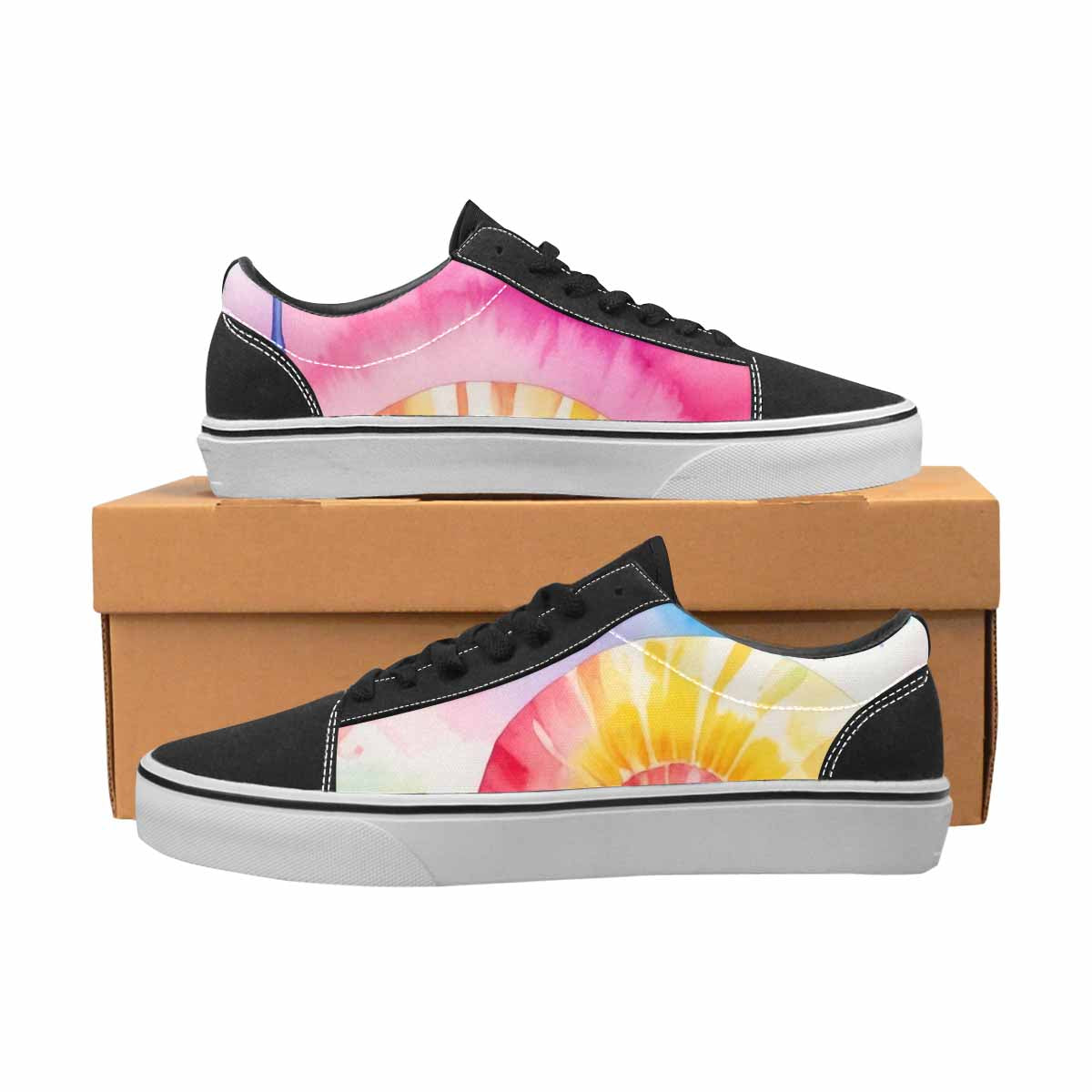 WOMEN'S Dripping Tie Dye Spiral Canvas Lace-Up Y2K Custom Shoes