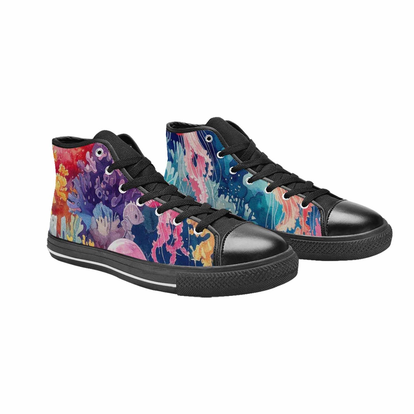 MEN'S Fish Scale Coral High Top Canvas Neon Fantasy Custom Sneakers