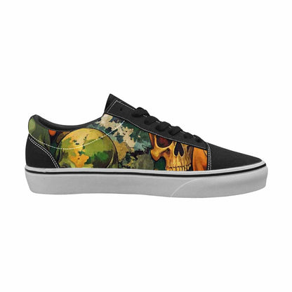 WOMEN'S Skulls  Camo Skulls Lace-Up Canvas Melting Art Custom Sneakers