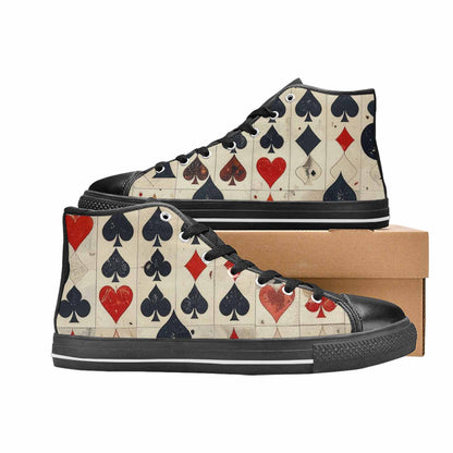 WOMEN'S Playing Card Suit High Top Canvas Neon Fantasy Custom Sneakers
