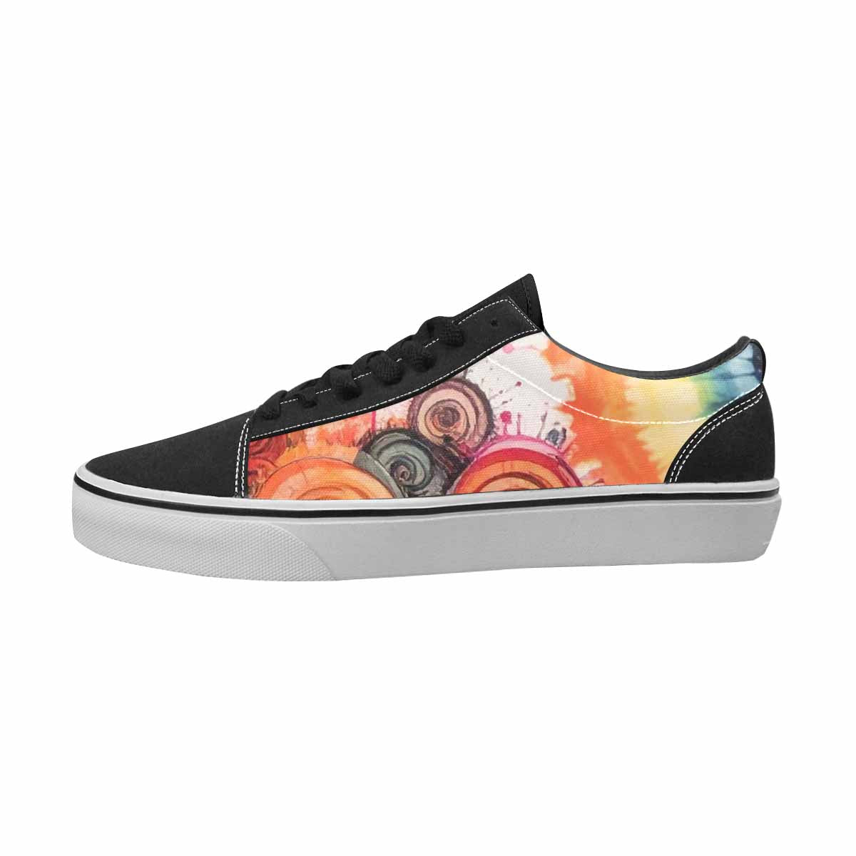 WOMEN'S Tie Dye Black & Pink Ink Canvas Unique Print Y2K Sneakers