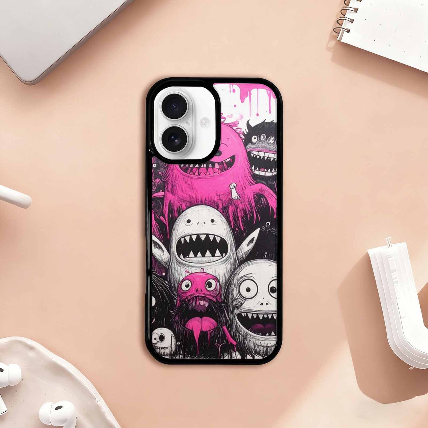 iPhone 17 Case — Monsters (general) Black &amp; Cartoon Cute, Unique Phone Case Design