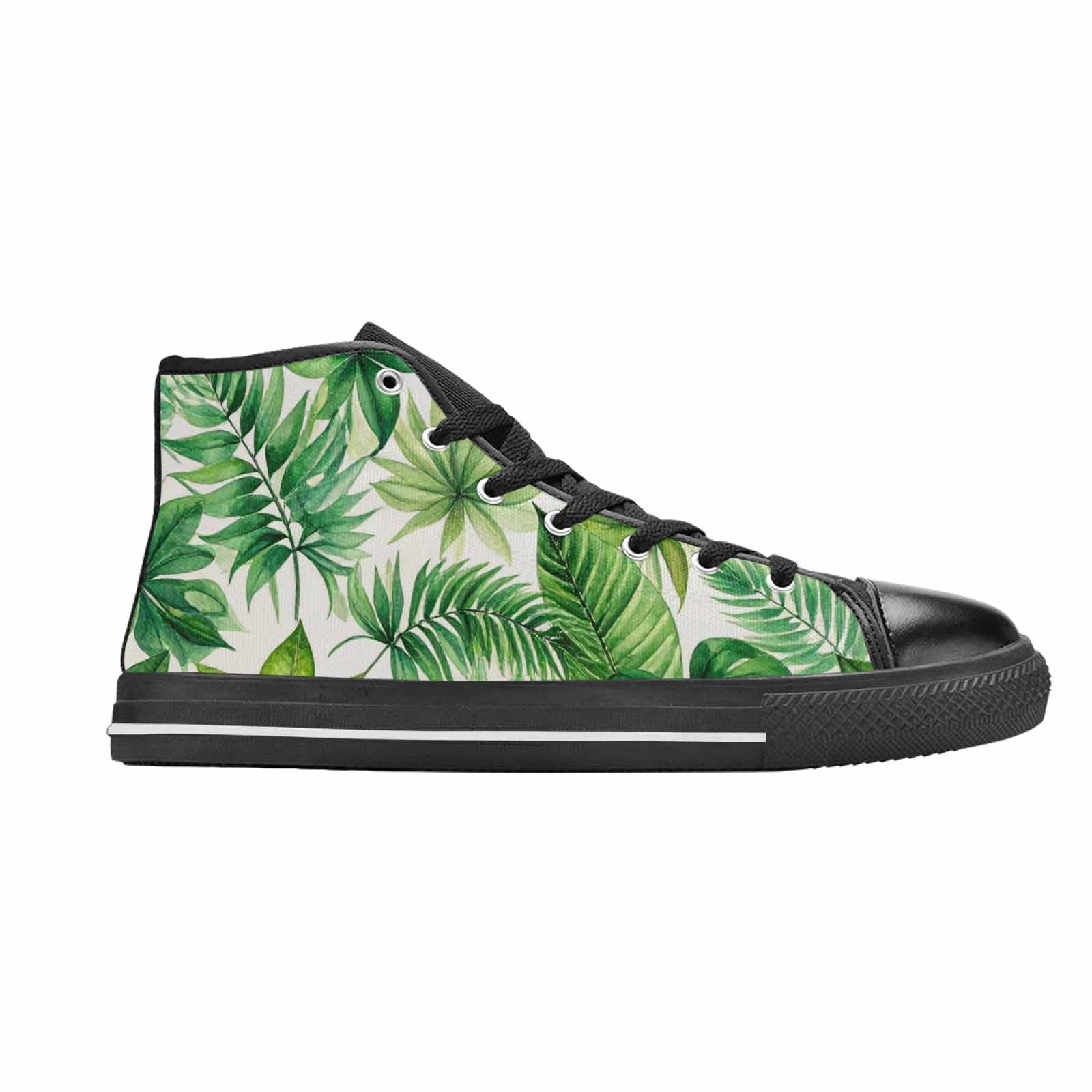 MEN'S Seven-Point Palmate Leaf High Top Canvas Vibrant Chaos Custom Sneakers