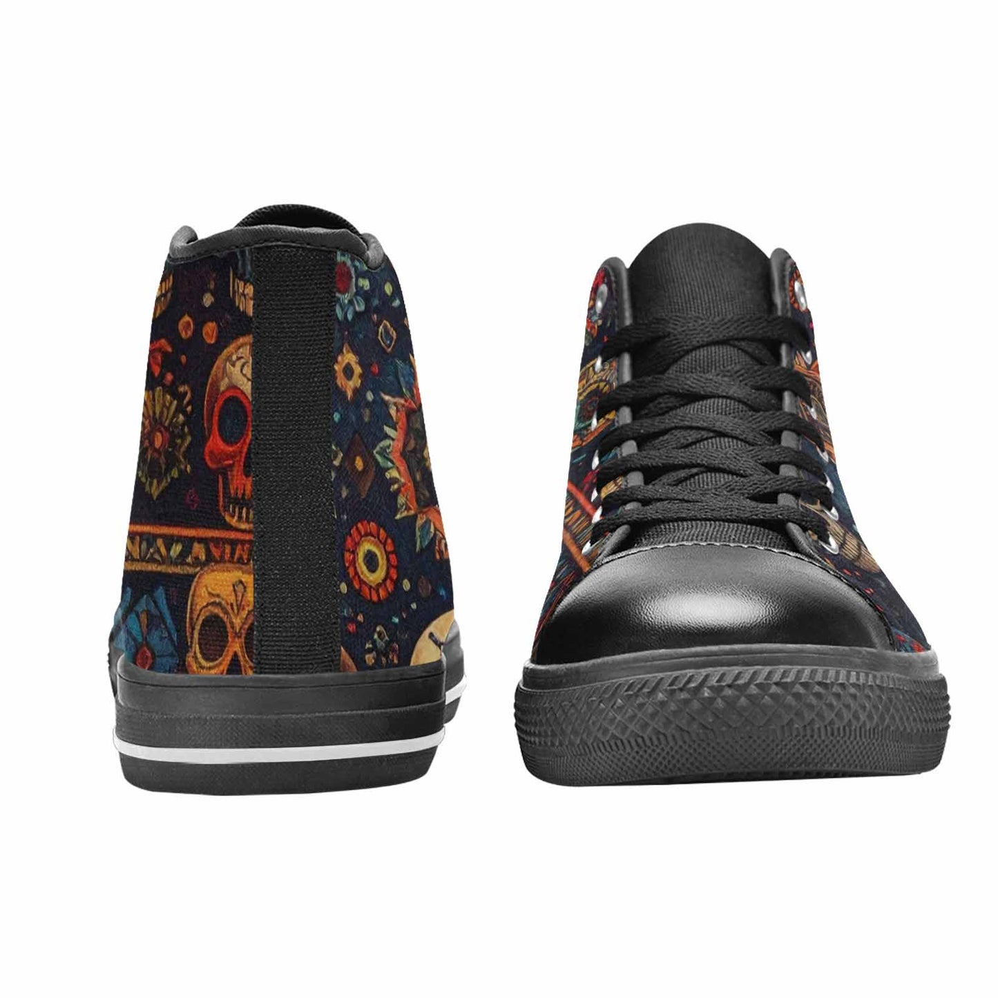 MEN'S Skulls - Tribal-Patterned- High Top Canvas Wallpaper Art Shoes