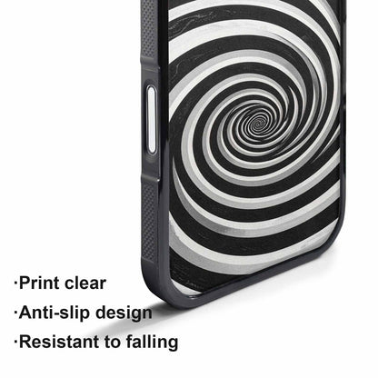 iPhone 17 Pro Max Case — Hypnotic Spiral Optical Illusion Original Art, Custom Printed Phone Case