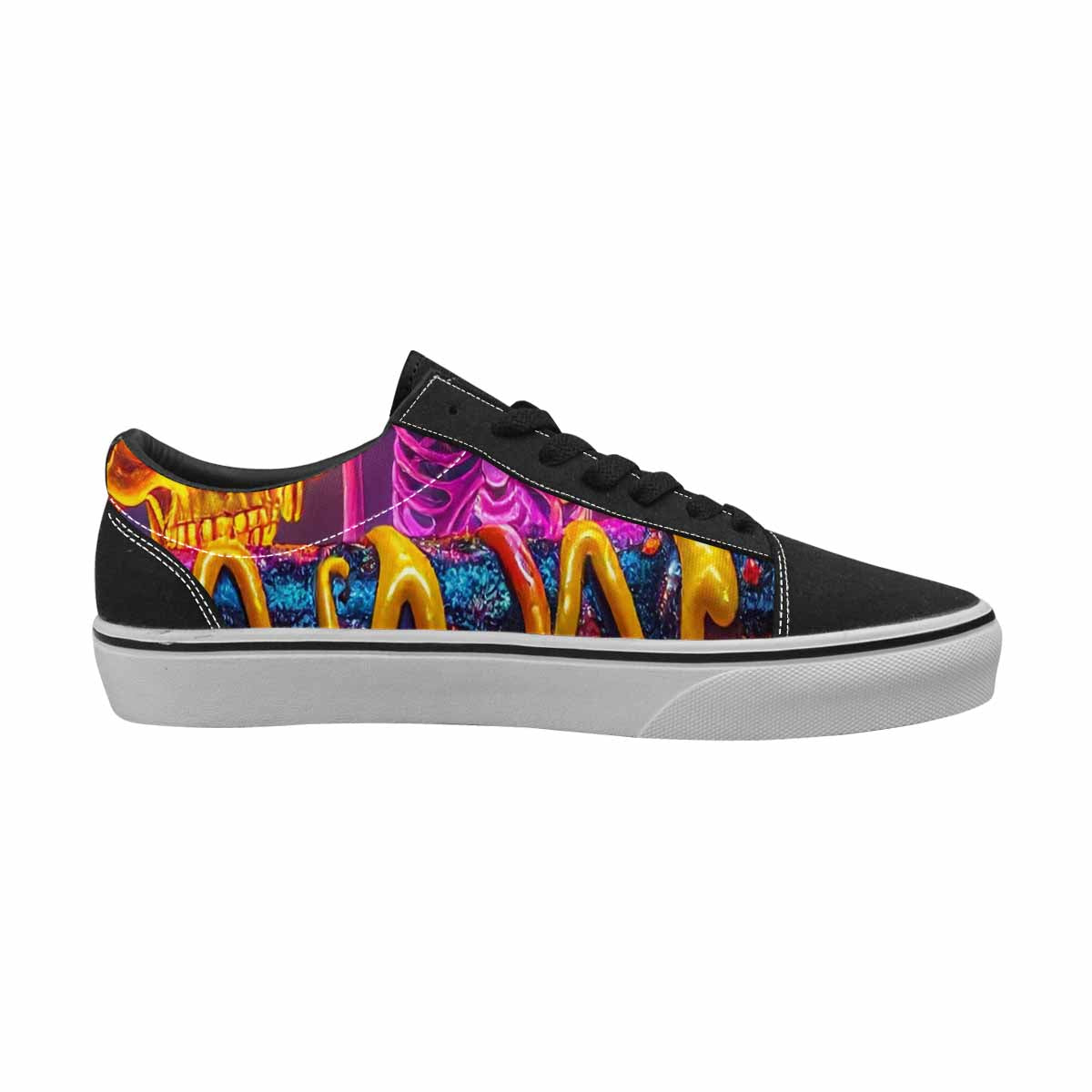 WOMEN'S Toxic Skeleton Hot Dog Lace-Up Canvas Dreamcore Custom Shoes